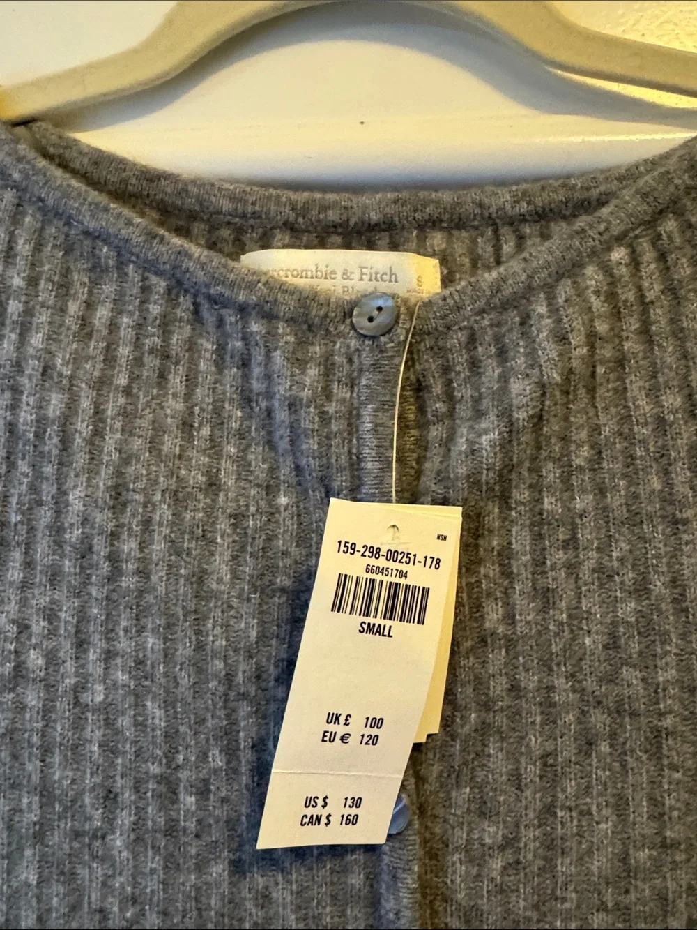 Abercrombie & Fitch Gray Ribbed Button-Front Sweater Dress